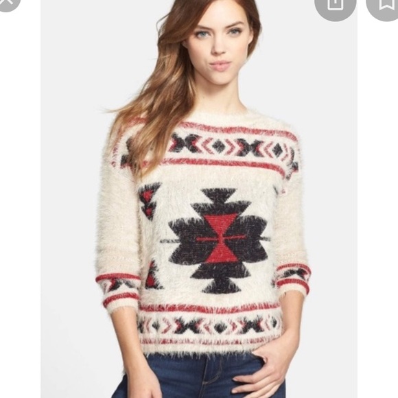 everleigh Sweaters - Everleigh soft fuzzy Aztec print sweater N…
